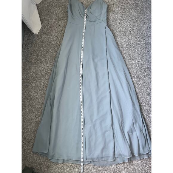 Azazie Davis Dolphin Grey A-Line V-Neck Chiffon Bridesmaid Dress Size A8 - Picture 12 of 12